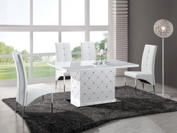 Glazen eettafel wit