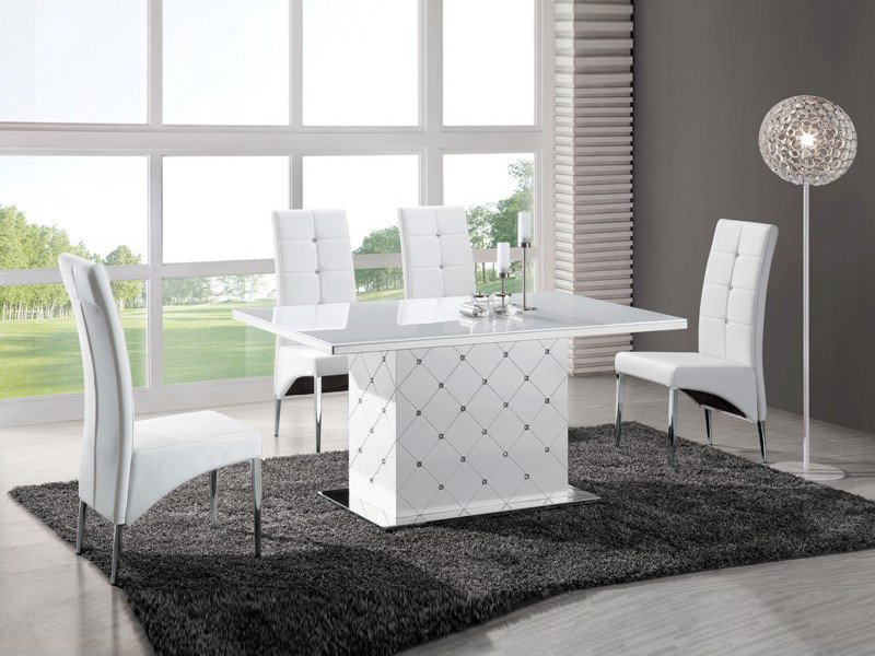 Ewell Flipper Lang Glazen eettafel wit – selek interieur