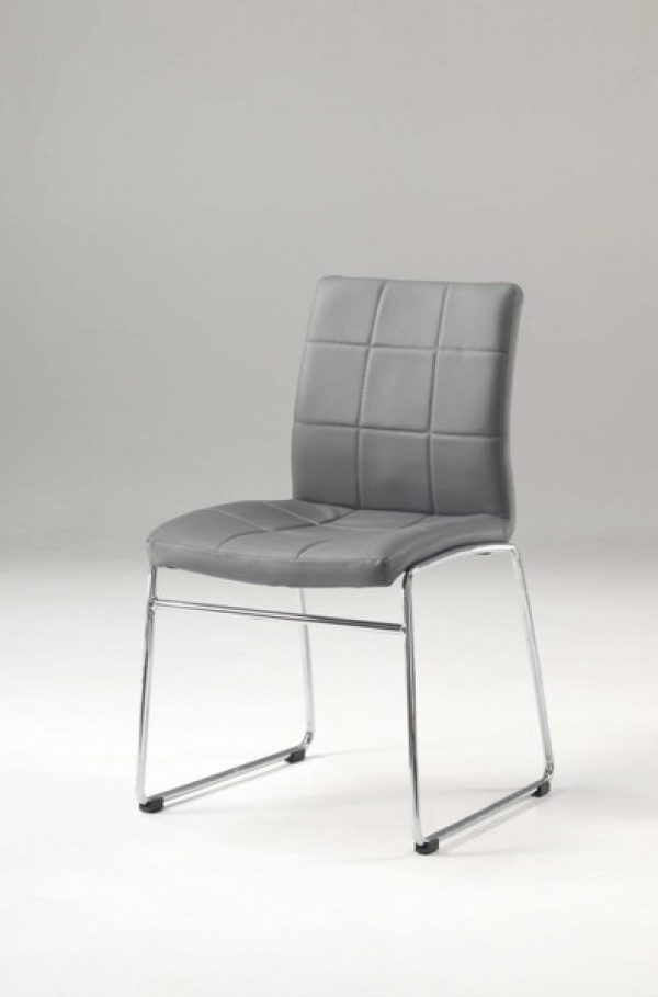 Lederen eetkamerstoel met chromium frame