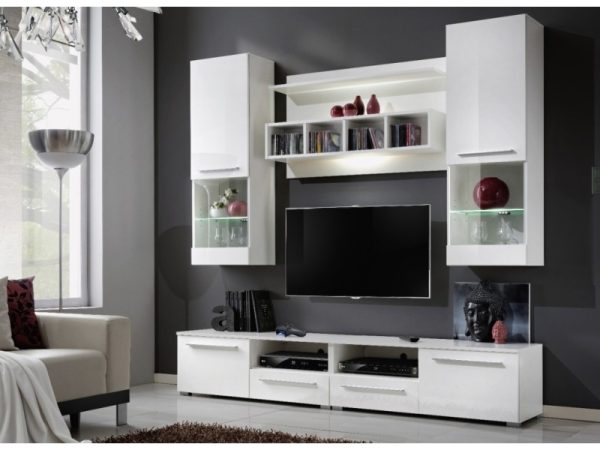 Wit hoogglans TV wandkast