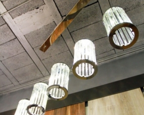 5-delige hanglamp van dik glas