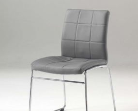 Lederen eetkamerstoel met chromium frame